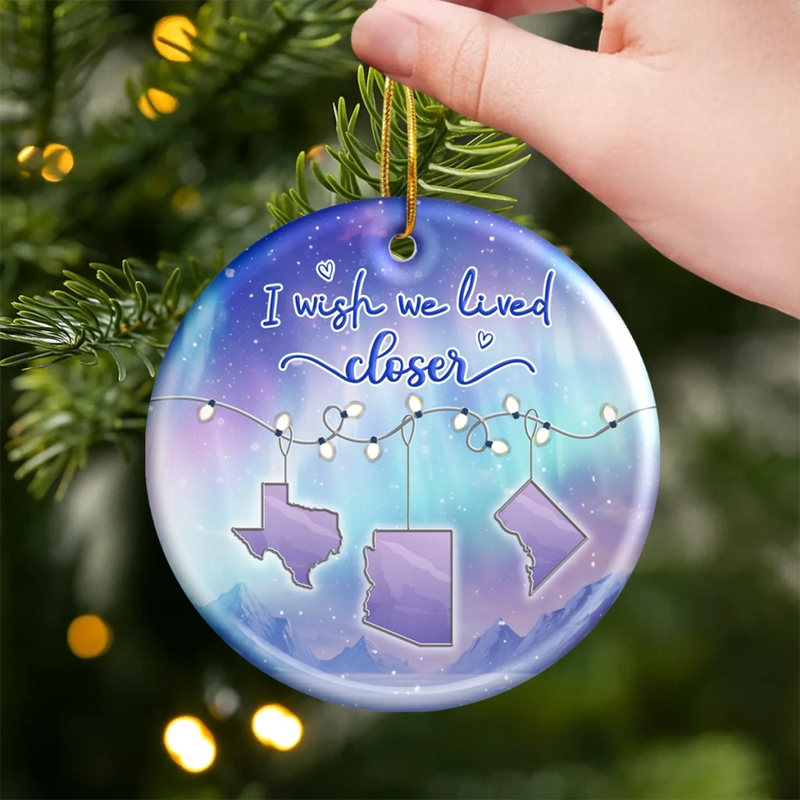 Custom Long Distance Ceramic Ornament - Personalized Best Friend Christmas Birthday Gifts For Women, Besties, Sisters, BFF - No Map Can Measure Us