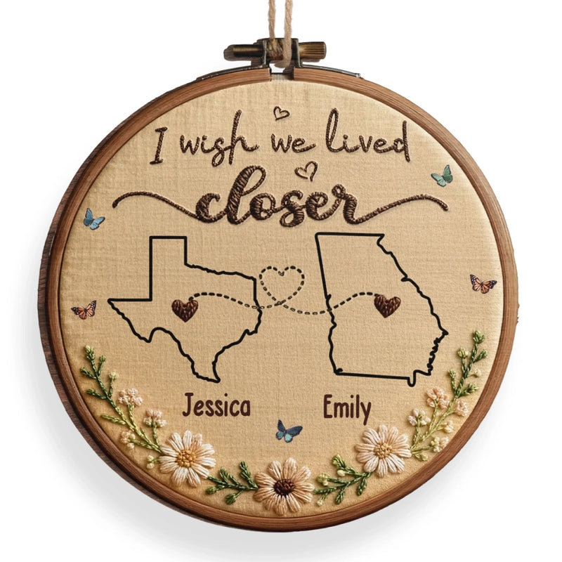 Custom Long Distance Wood Ornament - Personalized Best Friend Christmas Birthday Gifts For Women, Besties, Sisters, BFF - Miles Apart, Handmade Love