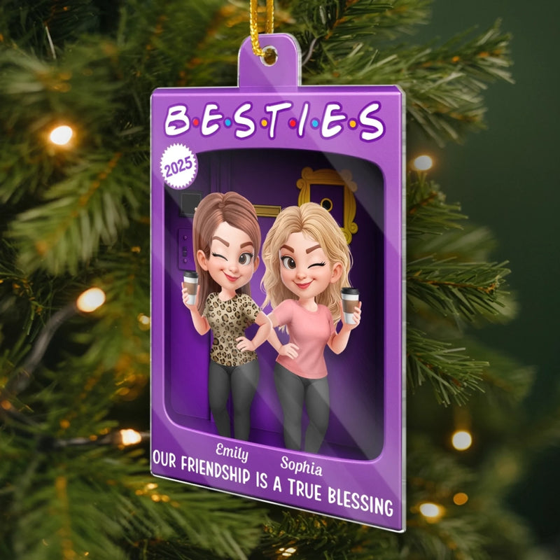 Custom Acrylic Ornament - Personalized Best Friend Christmas Birthday Gifts For Women, Besties, Sisters, BFF - Merry Moments With My Besties