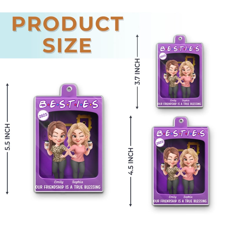 Custom Acrylic Ornament - Personalized Best Friend Christmas Birthday Gifts For Women, Besties, Sisters, BFF - Merry Moments With My Besties