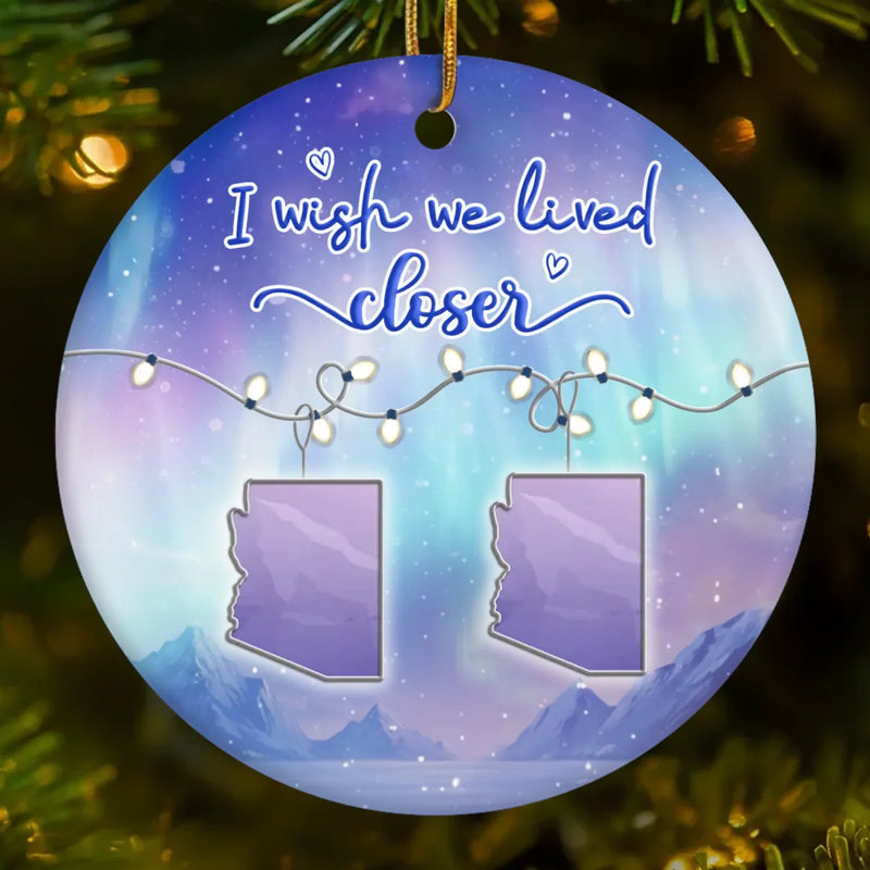 Custom Long Distance Ceramic Ornament - Personalized Best Friend Christmas Birthday Gifts For Women, Besties, Sisters, BFF - No Map Can Measure Us