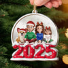 Custom Wooden Mirror Acrylic Ornament - Personalized Christmas Birthday Gifts For Mom, Dad, Brother, Sister, Kids - Joy Begins Where We Gather