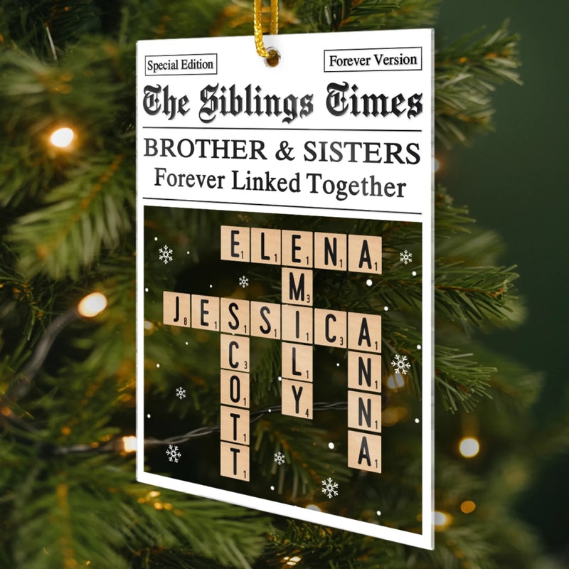 Custom Scrabble Acrylic Ornament - Personalized Christmas Birthday Gifts For Brother, Sister - Words That Unite Us