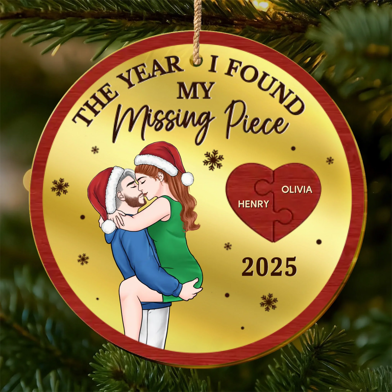 Custom Wooden Mirror Acrylic Ornament - Personalized  Anniversary Christmas Wedding Gifts For Husband And Wife, Him And Her - Years Change Love Stays