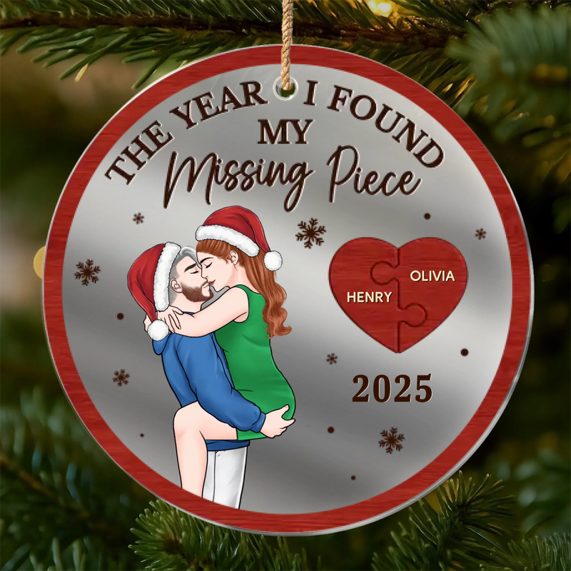Custom Wooden Mirror Acrylic Ornament - Personalized  Anniversary Christmas Wedding Gifts For Husband And Wife, Him And Her - Years Change Love Stays