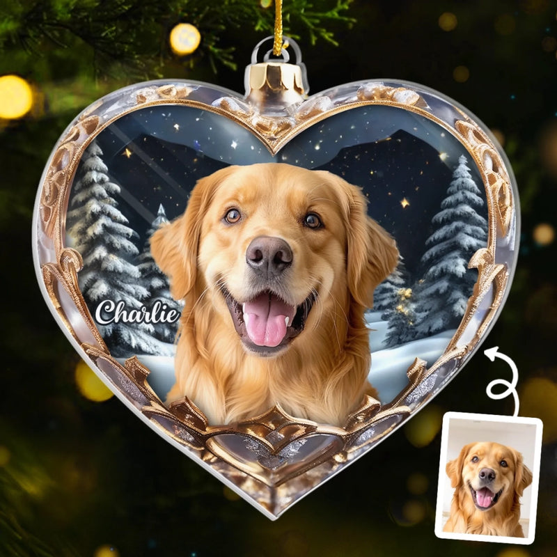 Custom Photo Acrylic Ornament - Personalized Pet Christmas Memorial Sympathy Gifts For Dogs, Cats - Miss You More Each Day