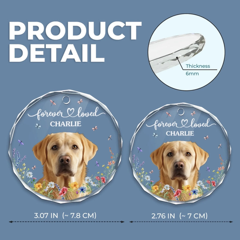 Custom Photo Circle Glass Ornament - Personalized Pet Christmas Memorial Sympathy Gifts For Dogs, Cats - Love That Never Fades