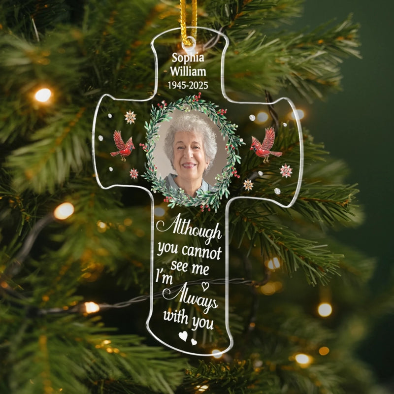 Custom Photo Cardinal Acrylic Ornament - Personalized Christmas Memorial Sympathy Gifts For Loss Of Mom, Dad - Your Spirit Lives Within Me