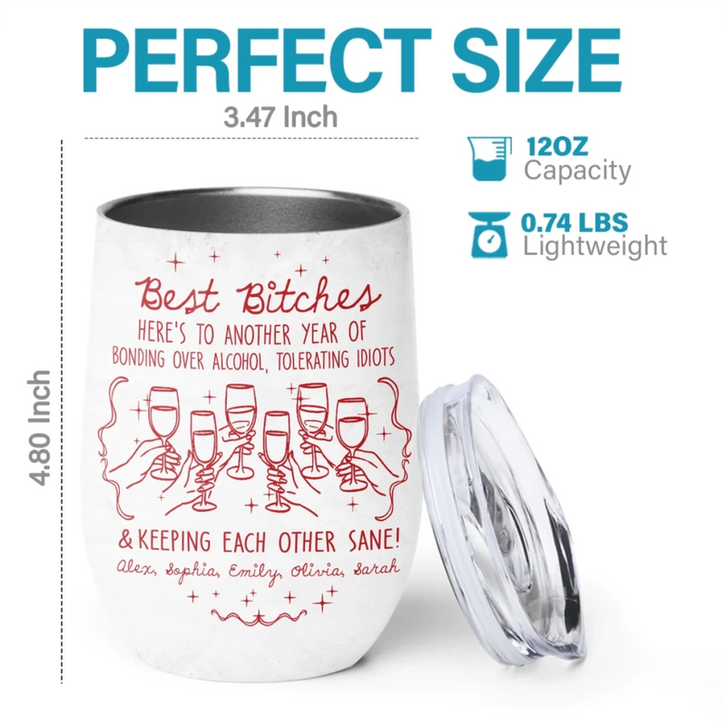 Custom Wine Tumbler - Personalized Best Friend Birthday Gifts For Women, Besties, Sisters, BFF - My Daily Dose Of Joy