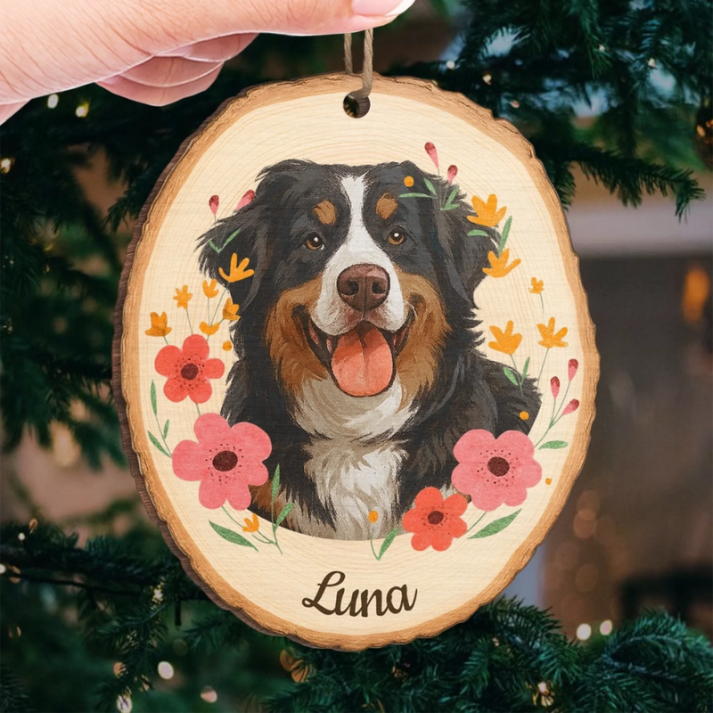 Custom Photo Wood Ornament - Personalized Pet Christmas Memorial Sympathy Gifts For Dogs, Cats - Always Missed Always Loved