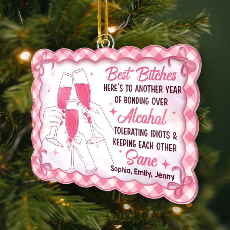 Custom Acrylic Ornament - Personalized Best Friend Christmas Birthday Gifts For Women, Besties, Sisters, BFF - Sleigh Bells And Shared Laughs