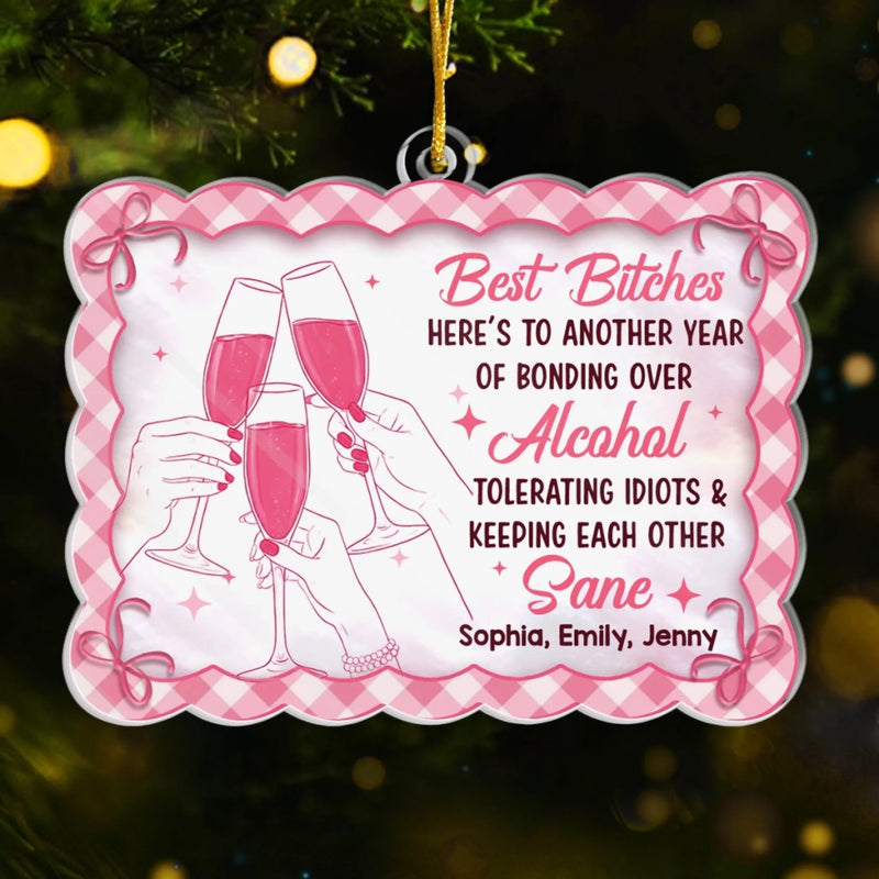 Custom Acrylic Ornament - Personalized Best Friend Christmas Birthday Gifts For Women, Besties, Sisters, BFF - Sleigh Bells And Shared Laughs