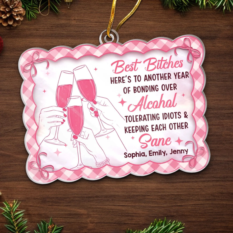 Custom Acrylic Ornament - Personalized Best Friend Christmas Birthday Gifts For Women, Besties, Sisters, BFF - Sleigh Bells And Shared Laughs