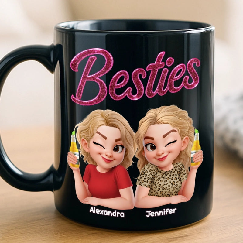Custom Black Mug - Personalized Best Friend Birthday Gifts For Women, Besties, Sisters, BFF - Together We Are Unstoppable