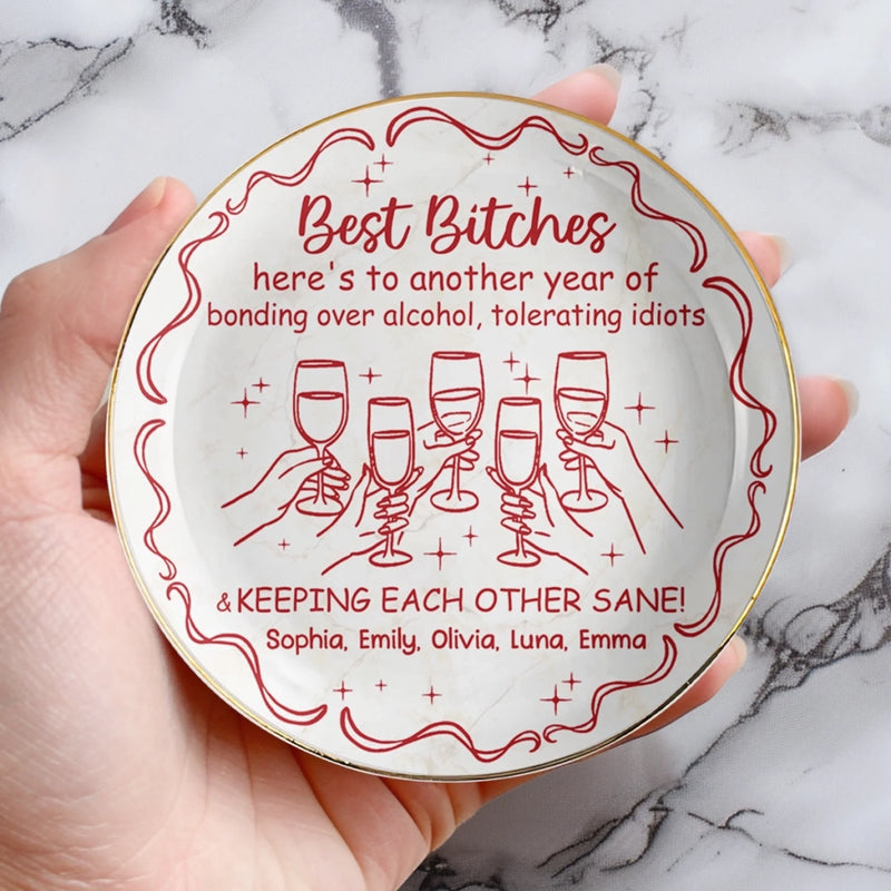 Custom Full-Print Round Jewelry Dish - Personalized Best Friend Birthday Gifts For Women, Besties, Sisters, BFF - Shared Smiles Only
