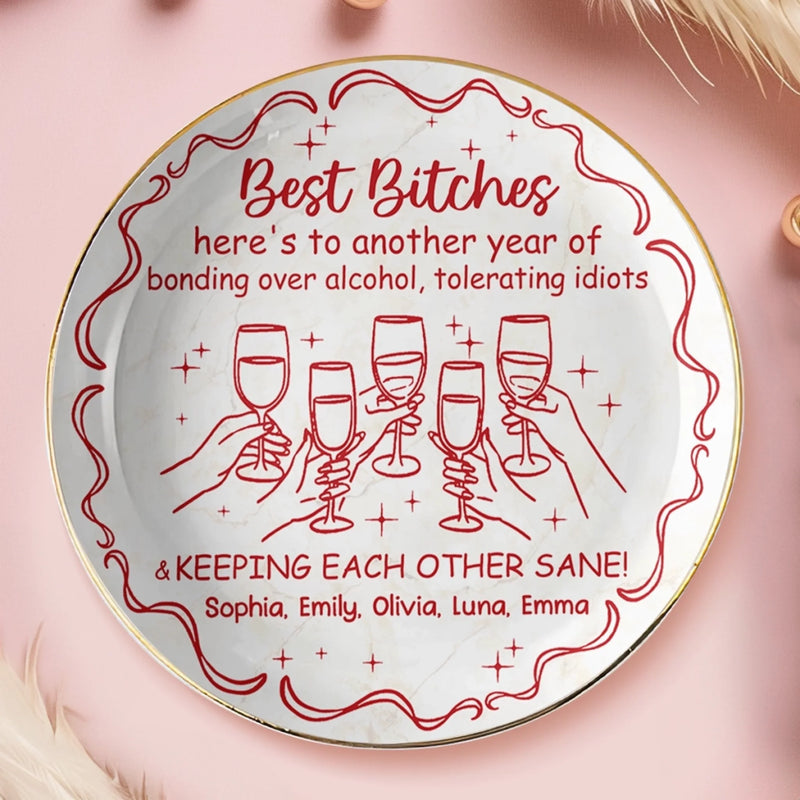 Custom Full-Print Round Jewelry Dish - Personalized Best Friend Birthday Gifts For Women, Besties, Sisters, BFF - Shared Smiles Only