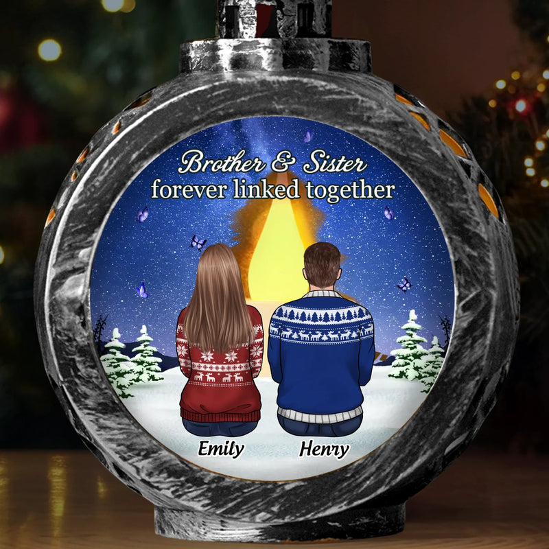 Custom Candlelight Lantern Ornament -  Personalized Christmas Birthday Gifts For Brother, Sister - Shine Through Our Hearts