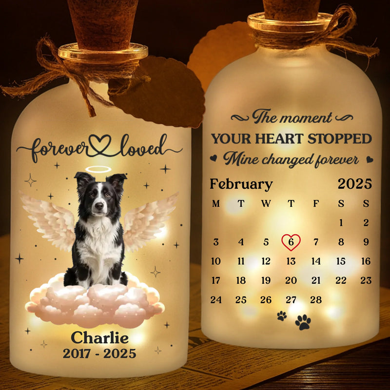 Custom Photo Glass Bottle LED Light - Personalized Pet Memorial Sympathy Gifts For Dogs, Cats - Always With Me In Spirit