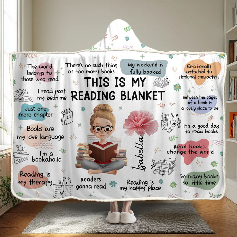 Custom Affirmation Snuggle Blanket, Hoodie Blanket - Personalized Christmas Bookish Gifts For Book Lovers, Bookworms, Readers - Bookaholic And Proud