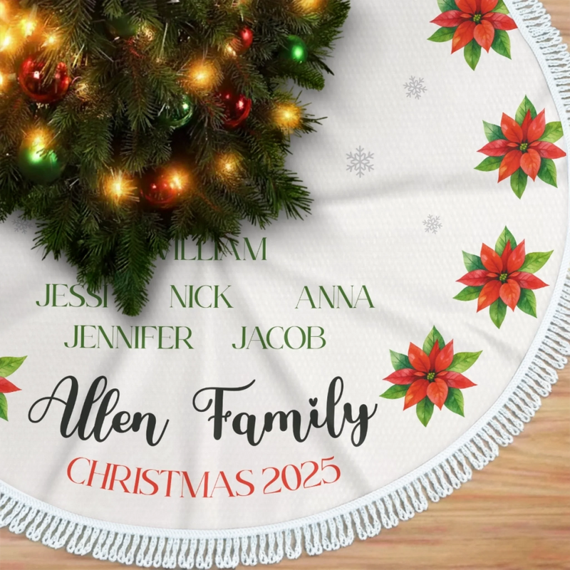 Custom Tree Skirt - Personalized Christmas Birthday Gifts For Mom, Dad, Brother, Sister, Kids - Magic Starts Here