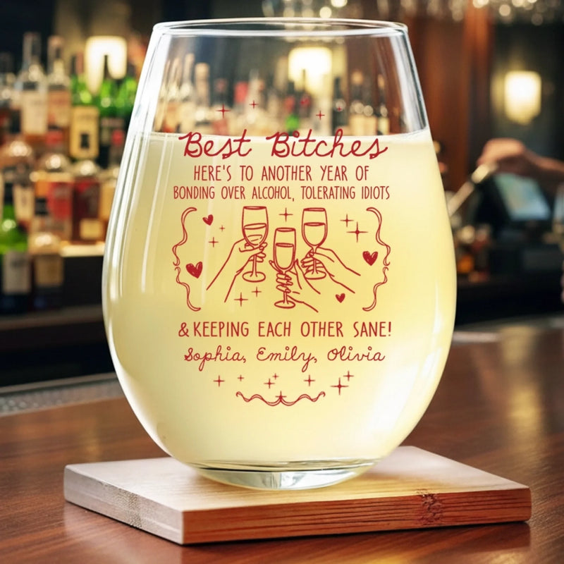 Custom Wine Glass - Personalized Best Friend Birthday Gifts For Women, Besties, Sisters, BFF - Moments Aged Perfectly