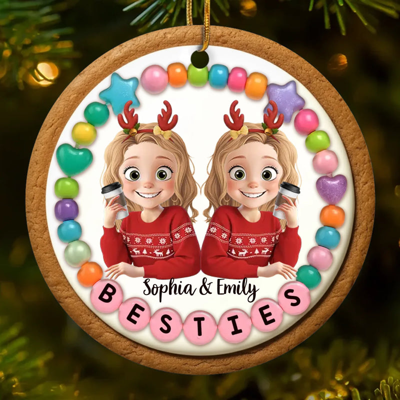 Custom Ceramic Ornament - Personalized Best Friend Christmas Birthday Gifts For Women, Besties, Sisters, BFF - Sunshine Feels Better With You