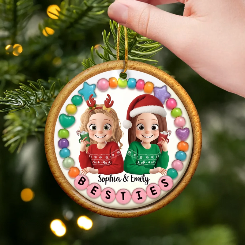 Custom Ceramic Ornament - Personalized Best Friend Christmas Birthday Gifts For Women, Besties, Sisters, BFF - Sunshine Feels Better With You