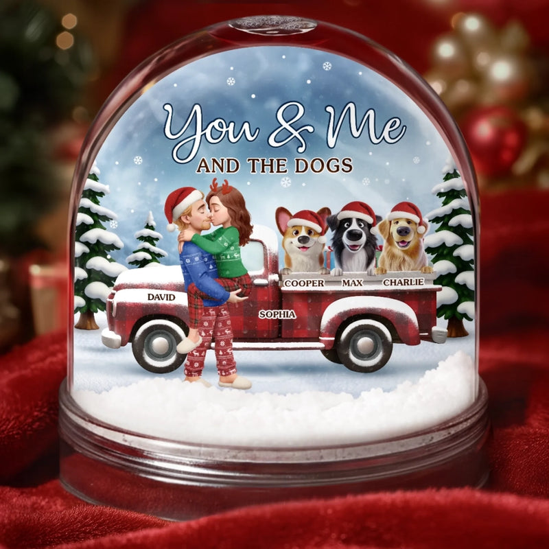 Custom Acrylic Snow Globe - Personalized  Anniversary Christmas Wedding Gifts For Husband And Wife, Dog Dad And Mom - Pawsitively In Love