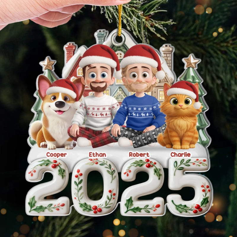 Custom Acrylic Ornament - Personalized Christmas Birthday Gifts For Family, Dog Cat Lovers - Love Fills The Room When Everyone’s Home