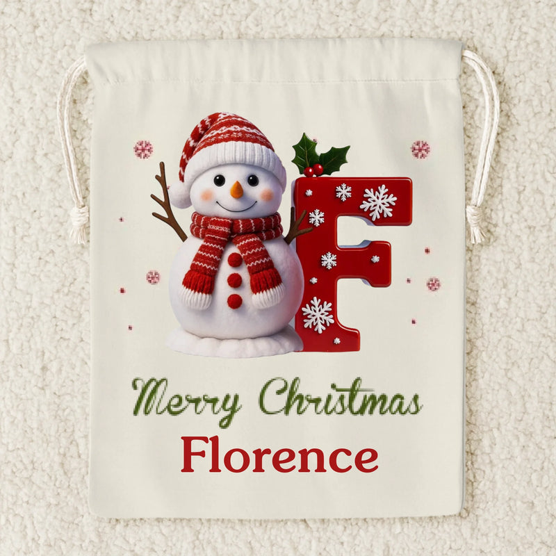 Custom Snowman Favor Bag - Personalized Christmas Birthday Gifts For Kids - Tiny Hands Big Smiles