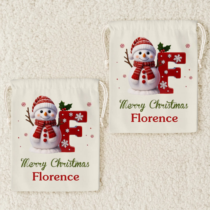 Custom Snowman Favor Bag - Personalized Christmas Birthday Gifts For Kids - Tiny Hands Big Smiles