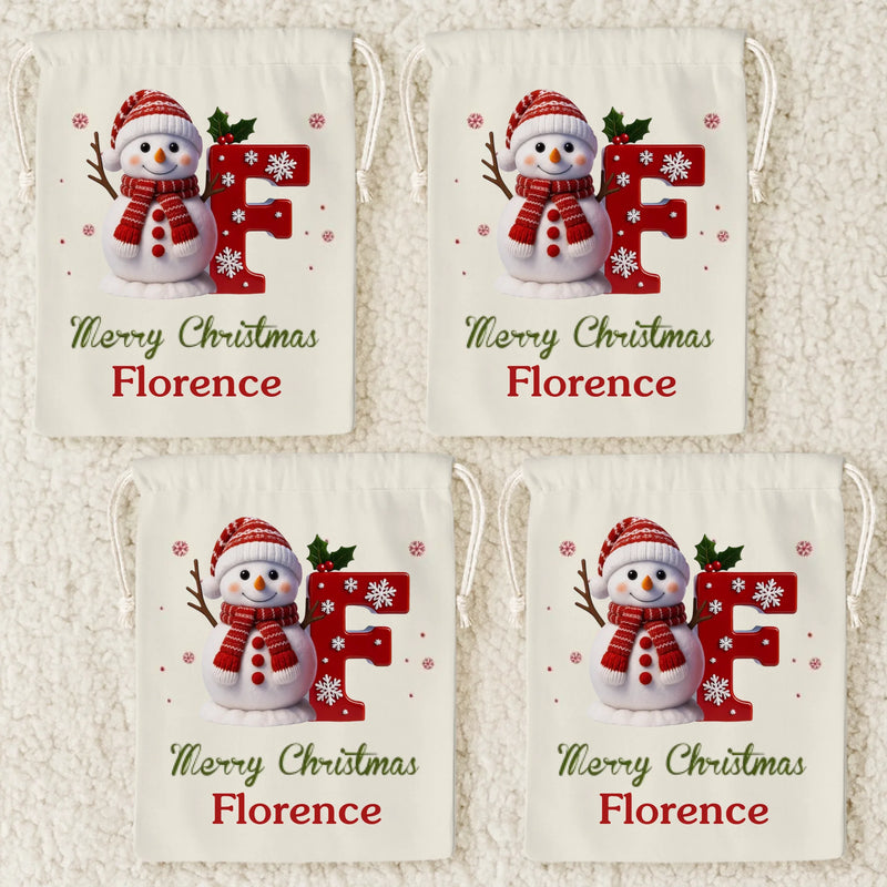 Custom Snowman Favor Bag - Personalized Christmas Birthday Gifts For Kids - Tiny Hands Big Smiles