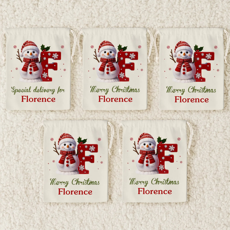 Custom Snowman Favor Bag - Personalized Christmas Birthday Gifts For Kids - Tiny Hands Big Smiles