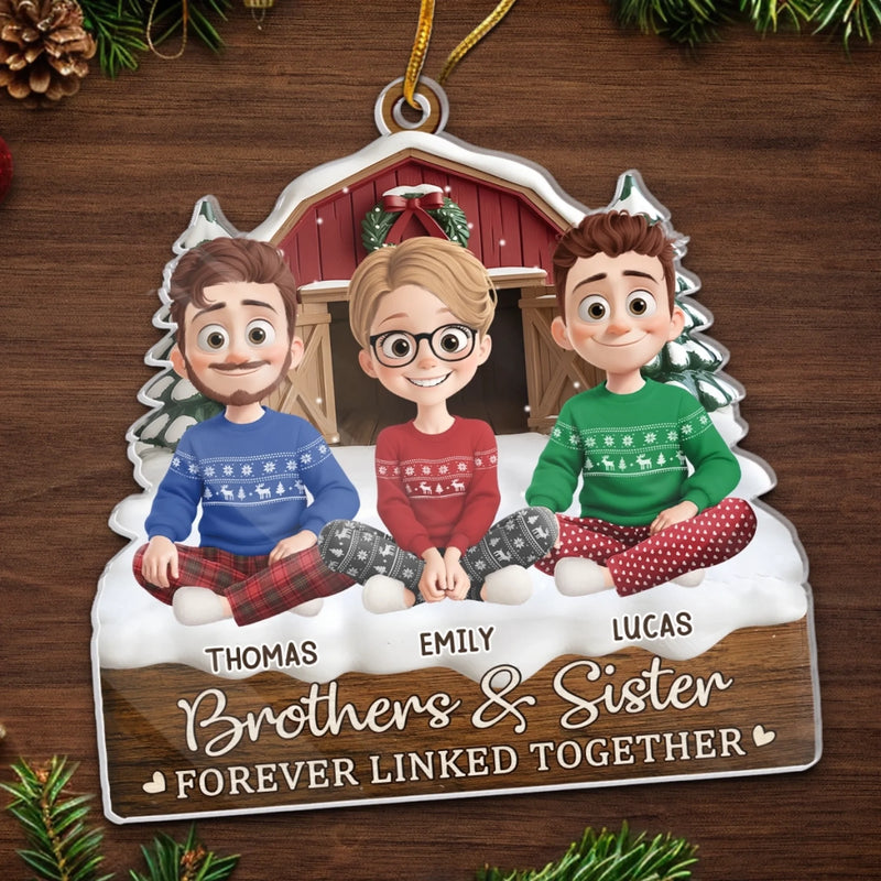 Custom Acrylic Ornament - Personalized Christmas Birthday Gifts For Brother, Sister - Warm Hearts Forever