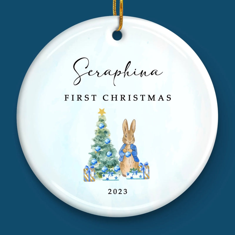 Custom Baby First Christmas Ceramic Ornament - Personalized Christmas Baby Shower, Gender Reveal Gifts For New Moms, New Dads, New Parents - Wonder Wrapped In Swaddles