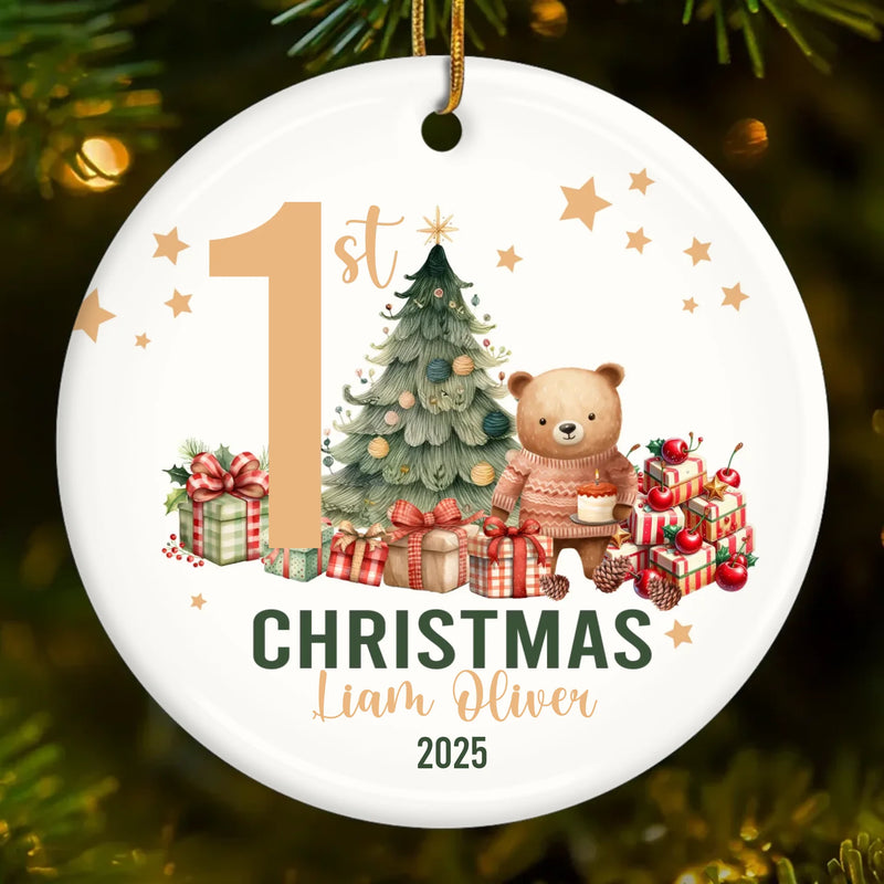Custom Baby First Christmas Ceramic Ornament - Personalized Christmas Baby Shower, Gender Reveal Gifts For New Moms, New Dads, New Parents - Love At Every Snuggle