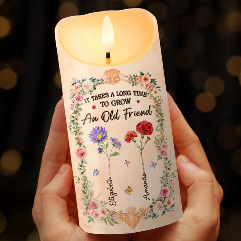Custom LED Candle - Personalized Best Friend Birthday Gifts For Women, Besties, Sisters, BFF - Shine Through Every Storm