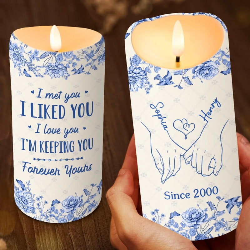 Custom LED Candle - Personalized Anniversary Christmas Wedding Gifts For Husband And Wife, Him And Her - A Symbol Of Forever In Every Glow