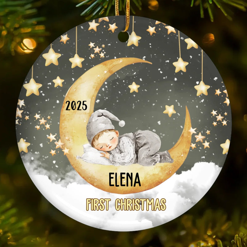 Custom Baby First Christmas Ceramic Ornament - Personalized Christmas Baby Shower, Gender Reveal Gifts For New Moms, New Dads, New Parents - Official Christmas Cutie