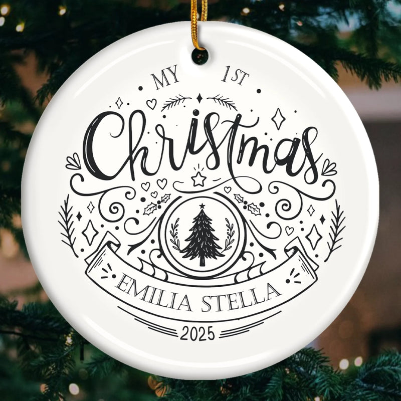 Custom Baby First Christmas Ceramic Ornament - Personalized Christmas Baby Shower, Gender Reveal Gifts For New Moms, New Dads, New Parents - Giggles And Gingerbread
