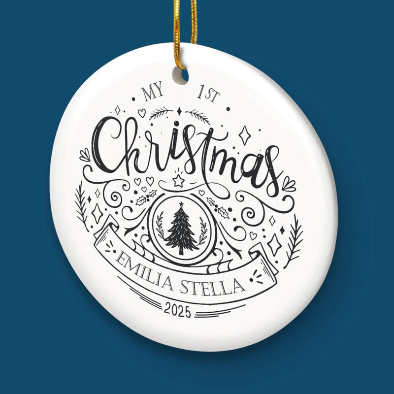 Custom Baby First Christmas Ceramic Ornament - Personalized Christmas Baby Shower, Gender Reveal Gifts For New Moms, New Dads, New Parents - Giggles And Gingerbread