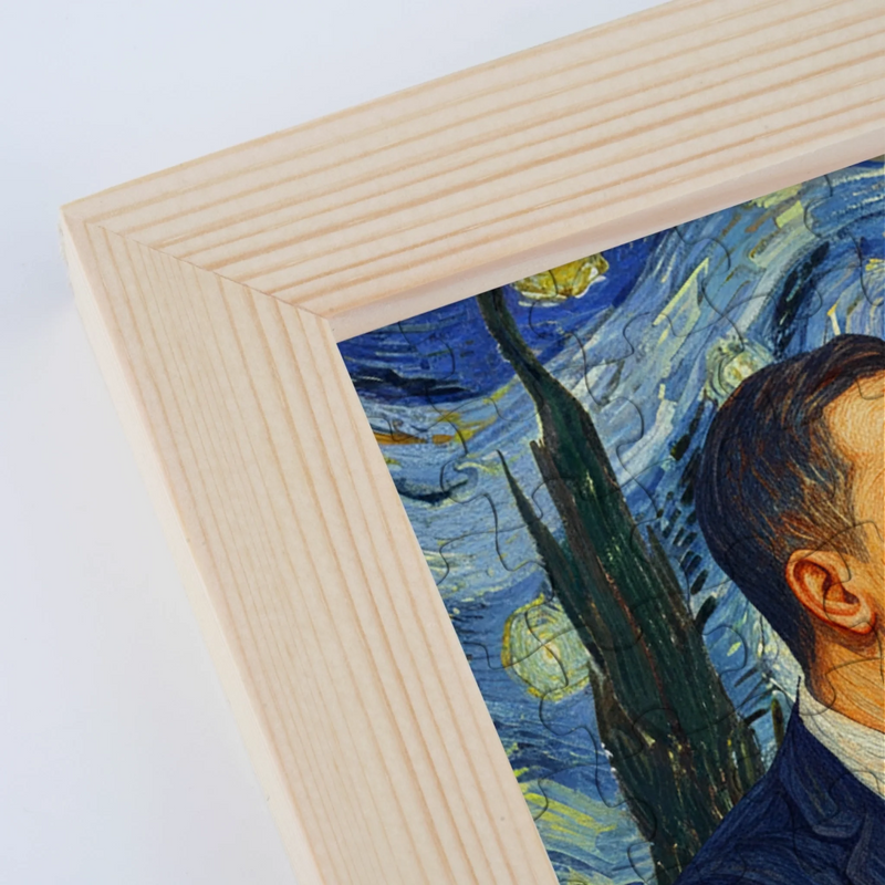 Custom Photo Starry Night Puzzle With Wooden Frame - Personalized Anniversary Wedding Gifts For Husband And Wife, Him And Her - A Masterpiece Made Of Love