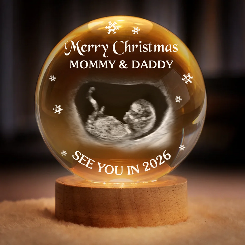 Custom Photo Crystal Globe Lamp - Personalized Christmas Baby Shower, Gifts For New Moms, New Dads, New Parents - You Are Our Light