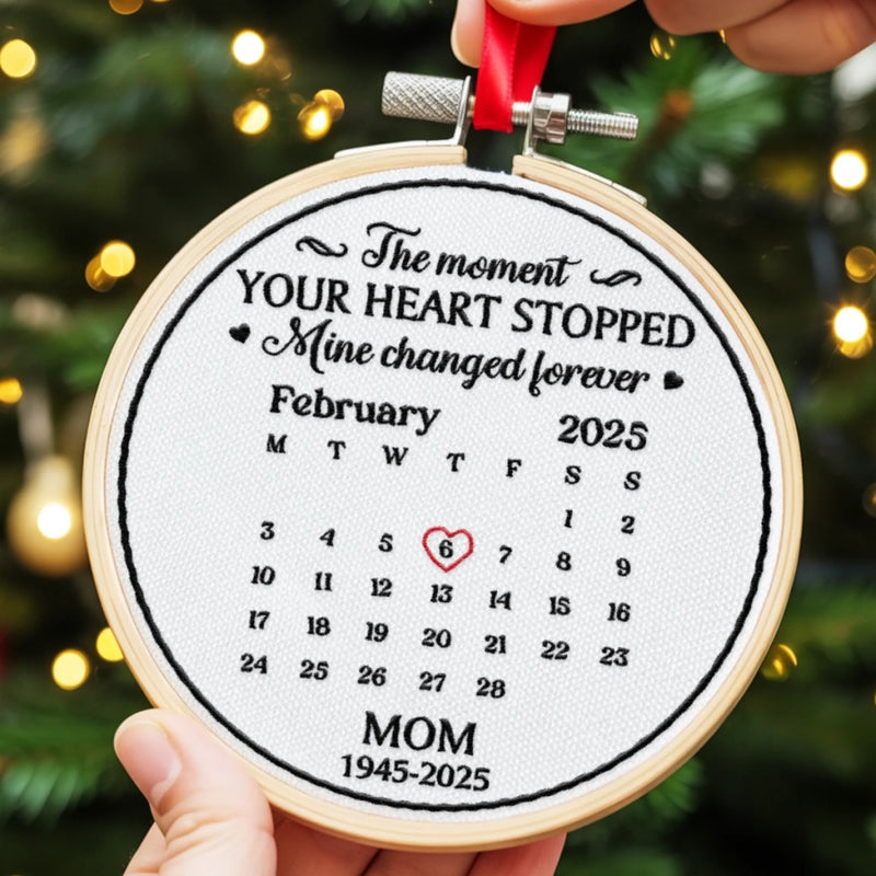 Custom Embroidered Ornament - Personalized Christmas Memorial Sympathy Gifts For Loss Of Mom, Dad - Your Memory Lights My Heart