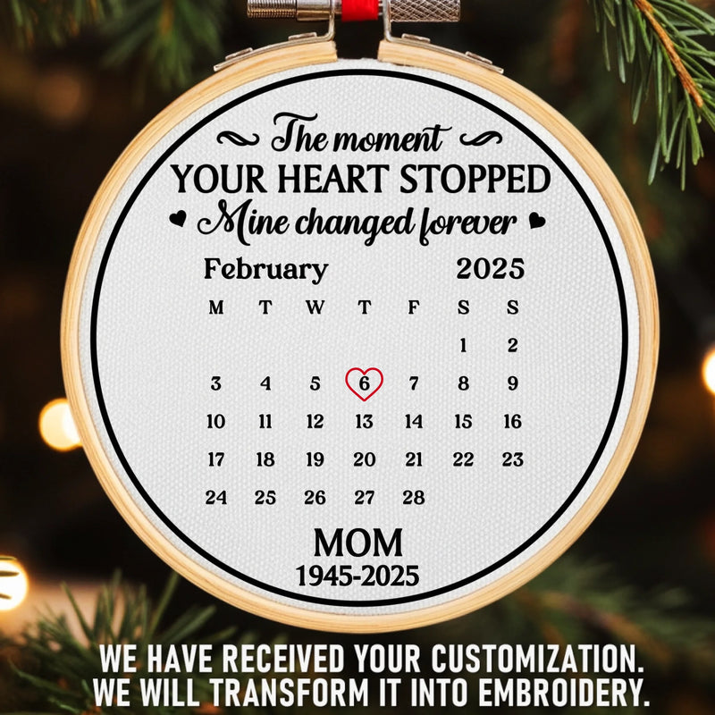 Custom Embroidered Ornament - Personalized Christmas Memorial Sympathy Gifts For Loss Of Mom, Dad - Your Memory Lights My Heart