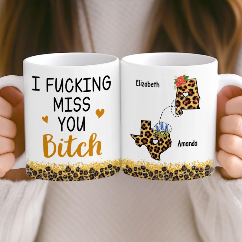 Custom Long Distance Mug - Personalized Best Friend Birthday Gifts For Women, Besties, Sisters, BFF - Close Where It Counts