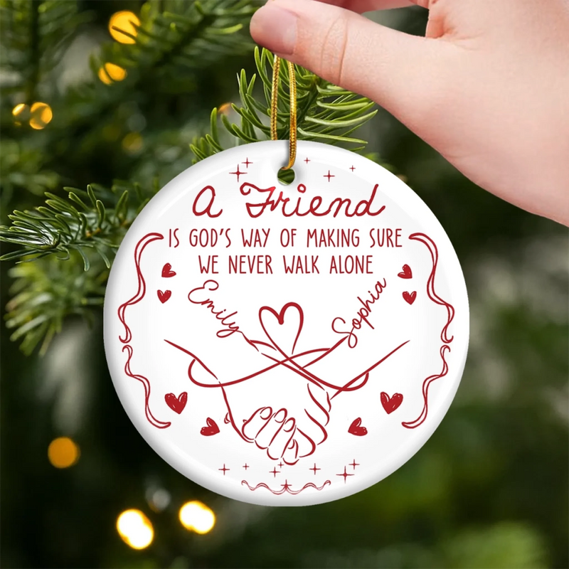 Custom Ceramic Ornament - Personalized Best Friend Christmas Birthday Gifts For Women, Besties, Sisters, BFF - Shared Smiles Endless Stories