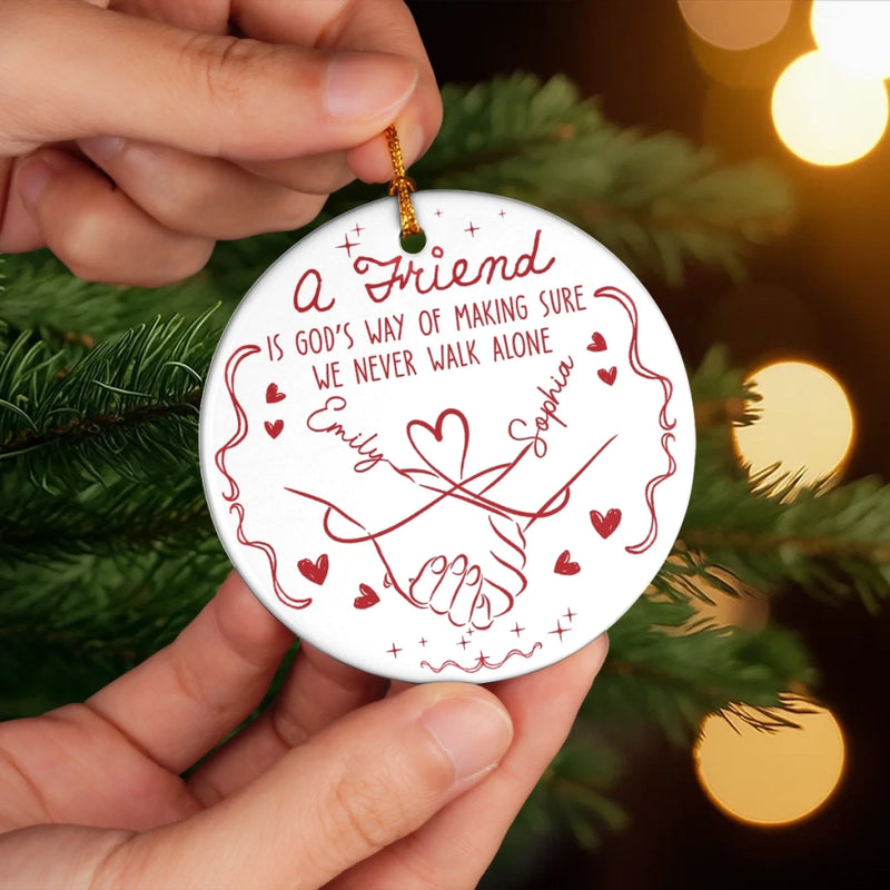 Custom Ceramic Ornament - Personalized Best Friend Christmas Birthday Gifts For Women, Besties, Sisters, BFF - Shared Smiles Endless Stories