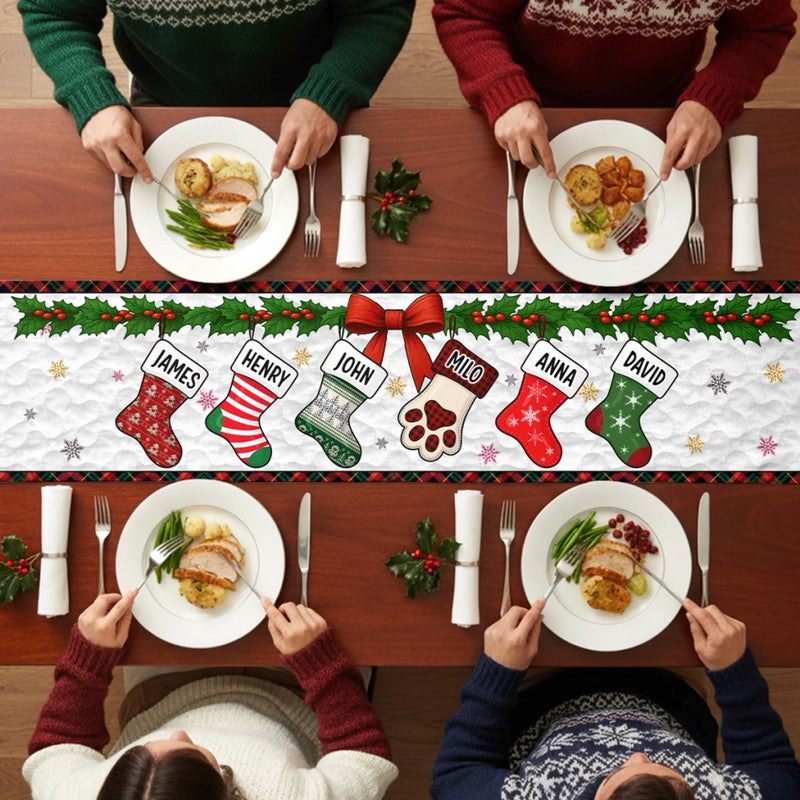 Custom Table Runner - Personalized Christmas Birthday Gifts For Mom, Dad, Brother, Sister, Kids - Together We Make Christmas Glow