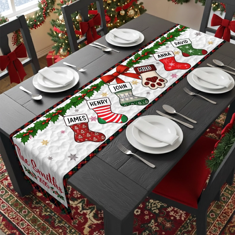 Custom Table Runner - Personalized Christmas Birthday Gifts For Mom, Dad, Brother, Sister, Kids - Together We Make Christmas Glow